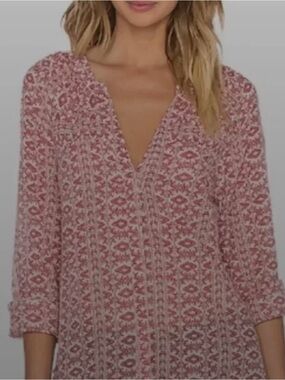 PAIGE Rose-Pink Patterned V-Neck Blouse